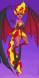 Size: 1200x2400 | Tagged: safe, artist:thelivingmachine02, sunset shimmer, demon, equestria girls, equestria girls (movie), female, flying, hooves, solo, sunset satan