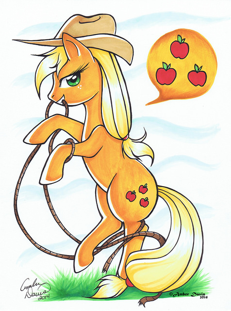 #840637 - safe, artist:amber davis, applejack, rearing, rope - Derpibooru
