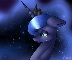 Size: 1126x950 | Tagged: safe, artist:gree3, princess luna, g4, crying, female, nightmare luna, solo