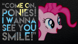 Size: 1920x1080 | Tagged: safe, artist:chadbeats, artist:geometrymathalgebra, pinkie pie, g4, cutie mark, happy, quote, texture, vector, wallpaper