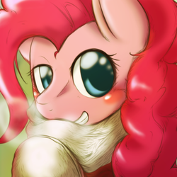 Size: 1000x1000 | Tagged: safe, artist:ushiro no kukan, pinkie pie, g4, clothes, female, scarf, solo