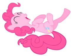 Size: 2000x1520 | Tagged: safe, artist:jaelachan, pinkie pie, earth pony, pony, g4, cute, diapinkes, eyes closed, female, laughing, mare, on back, simple background, solo, transparent background, vector