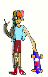 Size: 330x530 | Tagged: safe, artist:bulbaderp, rainbow dash, human, g4, humanized, quality, skateboard, stylistic suck, terrible