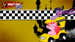 Size: 1920x1080 | Tagged: safe, artist:m24designs, artist:sakaki709, artist:thestipplebrony, pinkie pie, twilight sparkle, g4, crazy taxi, crossover