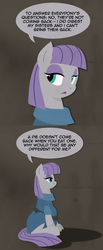 Size: 736x1784 | Tagged: dead source, safe, artist:vorishmaudpie, maud pie, earth pony, pony, g4, 2 panel comic, belly, comic, female, fetish, implied death, implied digestion, mare, maud pred, sitting, vore