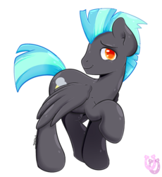 Size: 1087x1180 | Tagged: safe, artist:shadowhulk, thunderlane, pegasus, pony, g4, looking at you, male, raised hoof, solo, stallion