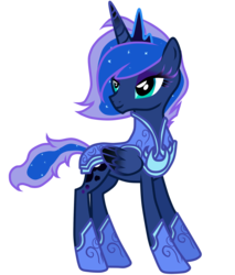 Size: 2000x2346 | Tagged: safe, artist:luuandherdraws, princess luna, g4, alternate hairstyle, armor, bedroom eyes, colored wings, eyelashes, eyeshadow, female, gradient wings, high res, short hair, short mane, short tail, simple background, smiling, solo, transparent background, vector