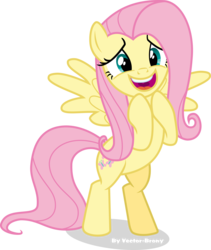 Size: 2917x3456 | Tagged: safe, artist:vector-brony, fluttershy, pony, g4, maud pie (episode), bipedal, excited, female, happy, high res, simple background, solo, transparent background, vector