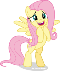 Size: 2917x3456 | Tagged: safe, artist:vector-brony, fluttershy, pony, g4, maud pie (episode), belly, bipedal, excited, female, happy, high res, simple background, solo, transparent background, vector