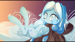 Size: 3840x2160 | Tagged: safe, artist:an-m, oc, oc only, oc:snowdrop, pegasus, pony, cloud, high res, looking at you, pegasus oc, snow, snowflake, solo