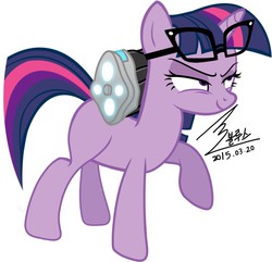 Size: 900x867 | Tagged: safe, artist:bluse, sci-twi, twilight sparkle, pony, unicorn, equestria girls, g4, my little pony equestria girls: rainbow rocks, background removed, blank flank, equestria girls ponified, evil grin, female, glasses, grin, hooves, horn, mare, missing cutie mark, ponified, show accurate, signature, simple background, smiling, solo, unicorn sci-twi, white background