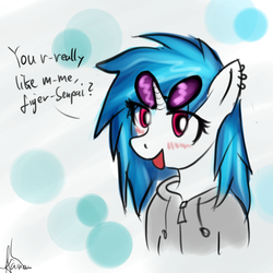 Size: 1280x1280 | Tagged: safe, artist:kaine, dj pon-3, vinyl scratch, pony, unicorn, g4, cute, doodle, female, solo