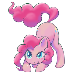 Size: 1000x1000 | Tagged: safe, artist:dakusei, pinkie pie, earth pony, pony, g4, blushing, cute, diapinkes, face down ass up, female, pixiv, simple background, solo, white background