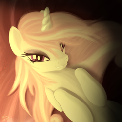 Size: 2000x2000 | Tagged: safe, artist:pedrohander, fleur-de-lis, pony, unicorn, g4, bedroom eyes, colored, female, high res, lip bite, looking at you, lying down, mare, on back, signature, solo