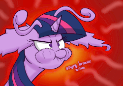 Size: 1000x700 | Tagged: safe, artist:heir-of-rick, twilight sparkle, breezie, miss pie's monsters, g4, :t, angry, angry moth noises, animated, breeziefied, descriptive noise, ear fluff, female, floppy ears, fluffy, frown, glare, impossibly large ears, meme, moth noises, puffy cheeks, species swap, twilight breezie