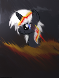 Size: 1135x1500 | Tagged: safe, artist:chadbeats, oc, oc only, oc:velvet remedy, pony, unicorn, fallout equestria, fanfic, fanfic art, female, frown, horn, mare, painting, solo