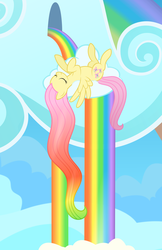 Size: 1280x1980 | Tagged: safe, artist:mypaintedmelody, fluttershy, g4, rainbow falls, female, rainbow, solo, waterfall