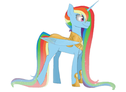 Size: 881x647 | Tagged: safe, artist:amber flicker, rainbow dash, alicorn, pony, g4, alicornified, race swap, rainbowcorn