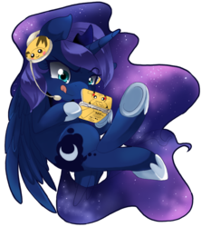 Size: 750x806 | Tagged: safe, artist:loyaldis, princess luna, g4, 3ds, 3ds xl, cute, female, headphones, sky, solo, tongue out, underhoof