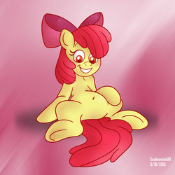 Size: 4000x4000 | Tagged: safe, artist:scobionicle99, apple bloom, g4, belly button, featureless crotch, female, solo, underhoof