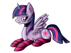 Size: 2560x1920 | Tagged: safe, artist:puripallo, twilight sparkle, alicorn, pony, g4, clothes, collar, female, mare, prone, simple background, socks, solo, spread wings, striped socks, transparent background, twilight sparkle (alicorn), wings