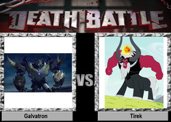 Size: 1008x720 | Tagged: safe, lord tirek, g4, death battle, exploitable meme, megatron, meme, transformers, transformers prime