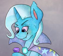 Size: 999x899 | Tagged: safe, artist:fr3nch-3, trixie, pony, unicorn, g4, fangs, female, gem, mare, smiling, solo