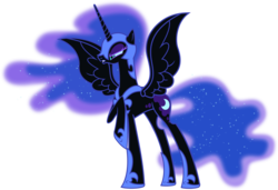 Size: 3516x2406 | Tagged: safe, artist:porygon2z, nightmare moon, alicorn, pony, friendship is magic, g4, my little pony: friendship is magic, female, high res, raised hoof, simple background, solo, spread wings, tall alicorn, transparent background, vector