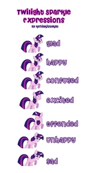 Size: 1888x3780 | Tagged: safe, artist:keniakittykat, twilight sparkle, g4, confused, excited, expression, expressions, female, happy, offended, sad, solo, unhappy