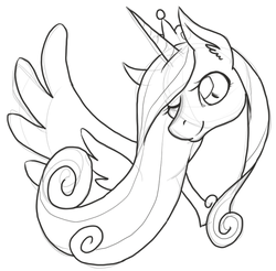 Size: 618x609 | Tagged: safe, artist:lovelywaifu, princess cadance, g4, female, monochrome, sketch, smiling, solo, wink