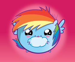 Size: 2000x1656 | Tagged: safe, artist:chubble-munch, rainbow dash, g4, :3, blob, blushing, chubbie, cloud, cute, dashabetes, female, holding, looking at you, smiling, solo