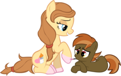 Size: 1548x975 | Tagged: safe, artist:shutterflyeqd, button mash, oc, oc:cream heart, earth pony, pony, g4, colt, cream heart and button mash:best mother and son, cute, earth pony oc, female, foal, hoof polish, lost bet, male, mare, mother and son, nail polish, simple background, transparent background, vector