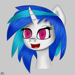 Size: 894x894 | Tagged: safe, artist:scarletcurl, dj pon-3, vinyl scratch, g4, female, solo, vinyl