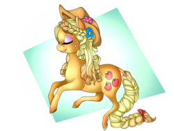 Size: 1024x768 | Tagged: safe, artist:sofilut, applejack, g4, alternate hairstyle, female, solo