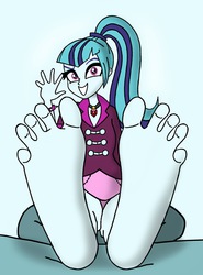 Size: 2115x2851 | Tagged: safe, artist:skullmandan, artist:wizardan, sonata dusk, equestria girls, g4, feet, feet on bed, foot fetish, foot focus, high res