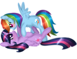 Size: 2000x1517 | Tagged: safe, artist:sugguk, rainbow dash, twilight sparkle, alicorn, pony, g4, backwards cutie mark, blushing, female, lesbian, mare, ship:twidash, shipping, simple background, transparent background, twilight sparkle (alicorn)