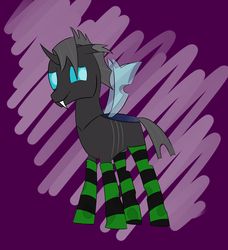 Size: 1913x2093 | Tagged: safe, artist:darklordsnuffles, oc, oc only, oc:#4330715, changeling, clothes, smiling, socks, solo