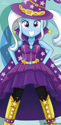 Size: 645x1321 | Tagged: safe, artist:the-butch-x, trixie, human, equestria girls, g4, armpits, beautiful, beautiful x, confident, cute, diatrixes, explicit source, female, hand on hip, looking at you, smiling, solo