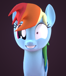 Size: 227x262 | Tagged: dead source, safe, artist:creatorofpony, rainbow dash, pegasus, pony, g4, 3d, 3d model, blender, crazy face, faic, female, mare, simple background, solo