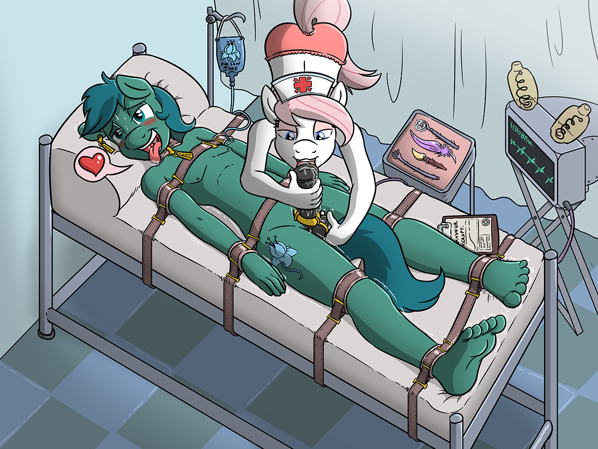 explicit, artist:caroo, nurse redheart, oc, oc:poison trail, anthro, planti...