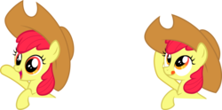 Size: 1024x509 | Tagged: safe, artist:rockint765, apple bloom, g4, adorabloom, cute, female, happy, hat, simple background, solo, tongue out, transparent background