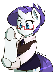 Size: 1280x1707 | Tagged: safe, artist:acharmingpony, rarity, g4, clothes, cute, female, glasses, skirt, solo