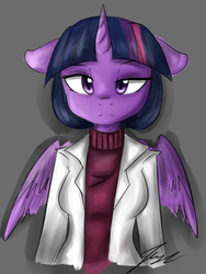 Size: 769x1024 | Tagged: safe, artist:jovalic, twilight sparkle, anthro, g4, female, floppy ears, solo, twilight sparkle (alicorn)