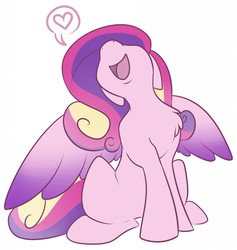 Size: 1213x1280 | Tagged: safe, artist:irishthorns, princess cadance, g4, chest fluff, female, happy, heart, simple background, solo, white background