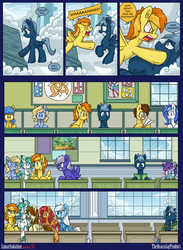 Size: 1584x2160 | Tagged: safe, spitfire, oc, oc:pierson, pony, comic:lunar isolation, g4, age progression, comic, female, filly, younger