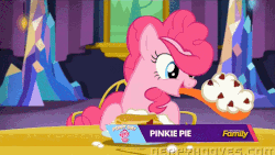 Size: 511x289 | Tagged: safe, screencap, pinkie pie, castle sweet castle, g4, season 5, animated, discovery family, discovery family logo, eating, extreme speed animation, female, gif, logo, pancakes, solo, tongue out, whipped cream, youtube link, youtube poop
