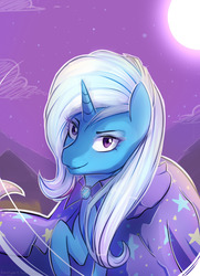 Size: 1280x1766 | Tagged: safe, artist:beaty, trixie, pony, unicorn, g4, female, mare, moon, night, solo