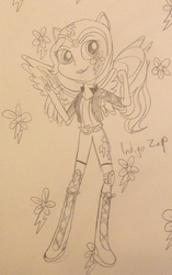 Size: 461x732 | Tagged: safe, artist:berrypunchrules, indigo zap, equestria girls, g4, my little pony equestria girls: friendship games, female, monochrome, solo, traditional art