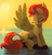 Size: 3000x3103 | Tagged: safe, artist:dimfann, spitfire, pegasus, pony, g4, alternate hairstyle, eyes closed, female, fluffy, high res, mare, solo, spread wings, sun, water, wings