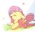 Size: 436x400 | Tagged: safe, artist:youhoujou, fluttershy, butterfly, pegasus, pony, g4, butterfly on nose, eyes closed, female, floppy ears, flower, insect on nose, mare, solo